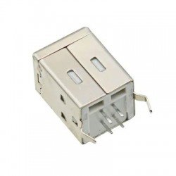 Vertical USB 2.0 Type B Female Connector Socket (4 Pin, PCB Through-Hole)